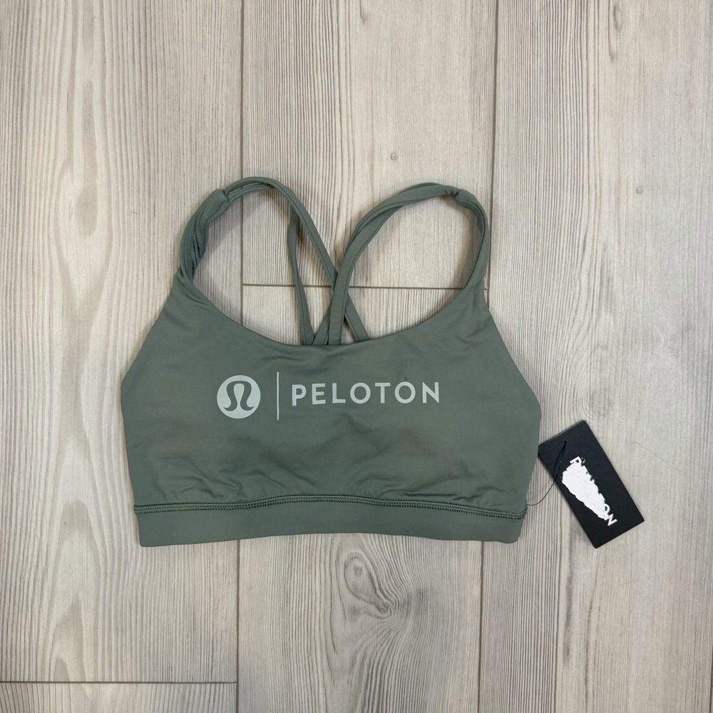 NWT Lululemon x Peloton Sports Bra Size 4 Green Energy Bra Medium Support